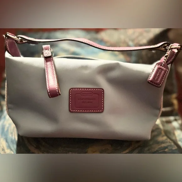 Coach Y2K Hampton Top Handle Nylon Mini Handbag (Baby Blue/Purple) - EUC - Picture 3 of 11